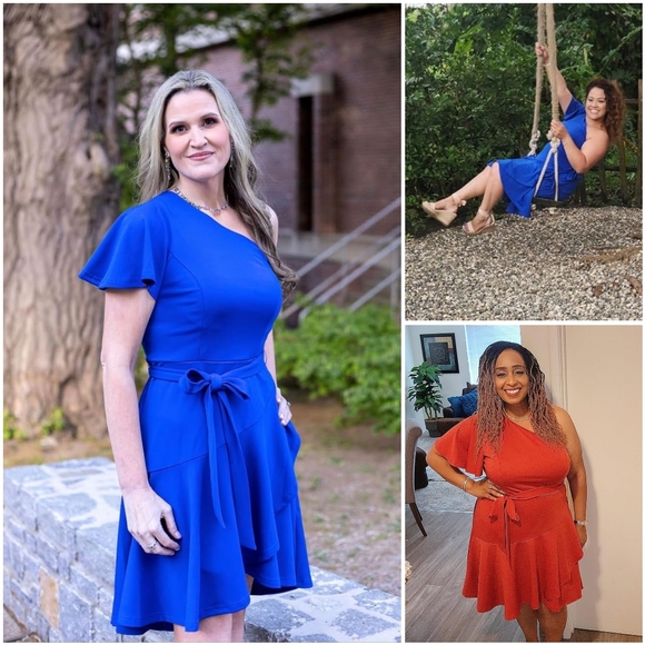 NWT Grace Karin Black One Shoulder Short Sleeve Ruffle Tie Mini Midi Dress XL - Picture 8 of 16